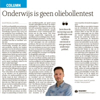 Onderwijs is geen oliebollentest - Pascal Cuijpers in Dagblad de Limburger, maart 2023