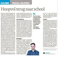 Hoopvol terug naar school - Pascal Cuijpers in Dagblad de Limburger, augustus 2021