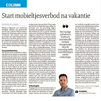Start mobieltjesverbod na vakantie - Pascal Cuijpers in Dagblad de Limburger, juli 2023