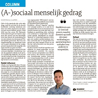 (A-)sociaal menselijk gedrag - Pascal Cuijpers in Dagblad de Limburger, oktober 2023