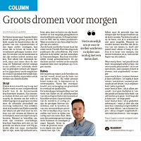 Groots dromen voor morgen - Pascal Cuijpers in Dagblad de Limburger, november 2023