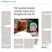 We worden steeds minder mens door het gebruik van AI - Pascal Cuijpers in Dagblad de Limburger, juli 2025