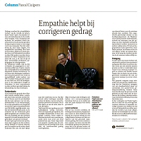 Empathie helpt bij corrigeren gedrag - Pascal Cuijpers in Dagblad de Limburger, september 2025
